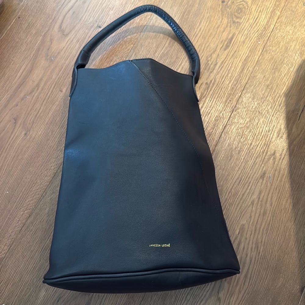 Janessa Leone Black Leather “Relaxed Tote” - never used